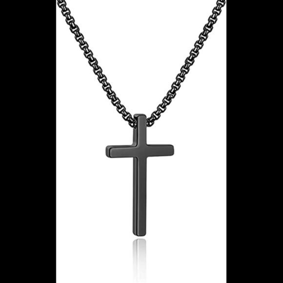Cross Necklace for Men's | Stainless Steel Cross Pendant Necklaces 20 Inches - Picture 2 of 3
